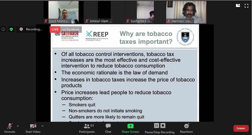 To ensure an effective tobacco tax system a `National Tobacco Tax Policy’ is required